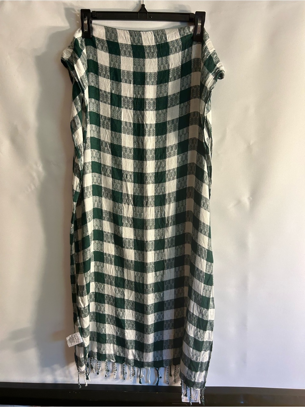 UG APPAREL UNIVERSITY GIRLS COLLEGIATE 100% VISCOSE GREEN/WHITE PLAID SCARF O/S - Picture 3 of 11